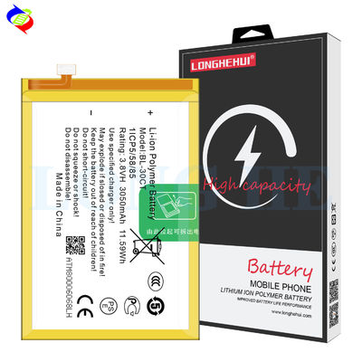 Bateria de iões de lítio BL-30CT para telemóvel inteligente Tecno L7 L8 Bateria digital de telemóvel 3.8V 3050mAh