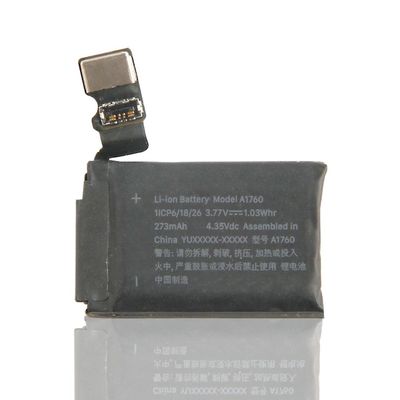 Bateria recarregável de 273mAh A1760 A1757 A1816 série 2 Bateria de relógio de 38 mm para Apple watch series2