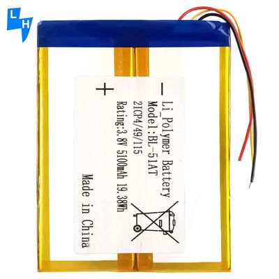 Baterias de telemóvel BL-51AT para Tecno H8 8H Dioipad 8 3.8V 5100mAh Dispositivos