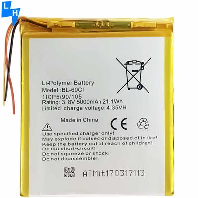 Bateria amarela de alta capacidade para itel 1703 BL-60CI 5000mAh recarregável