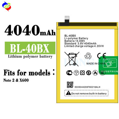 BL-40BX Bateria de substituição para Infinix Note 2 X600 3.8V 4040mAh Desempenho Superior