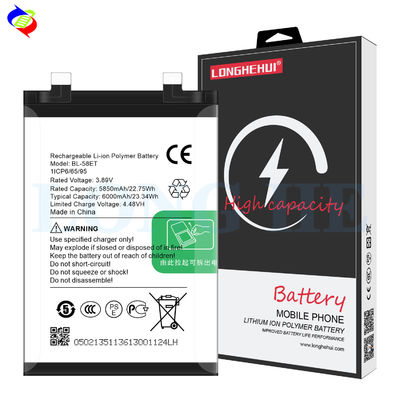 Bateria de polímero de iões de lítio BL-58ET com capacidade de 6000mAh para Tecno Pova 5
