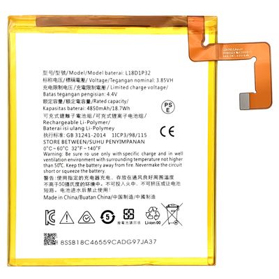 Bateria recarregável de 4850mAh para Lenovo Smart Tab-M10 Bateria TB-X605 L18D1P32 Bateria de substituição