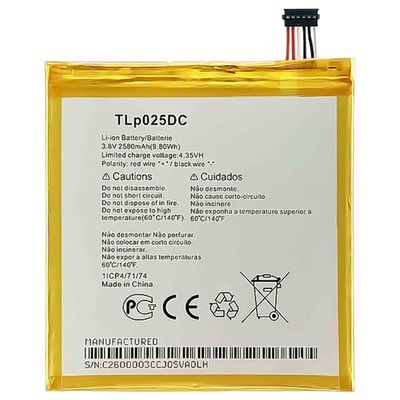 Bateria móvel TLP025DC Para alcatel OneTouch pixi 4 6.0 OT8050D Original recarregável