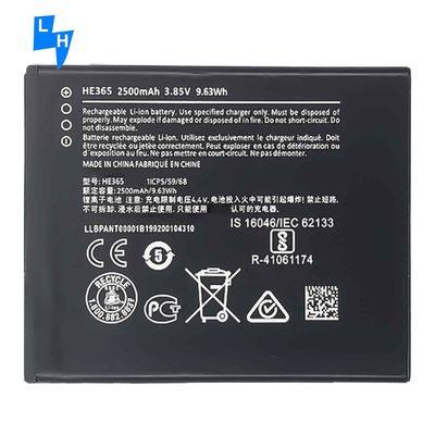 Bateria de lítio de alta capacidade de 2500 mAh para o modelo de sistema de telefone móvel NOKIA1 HE365
