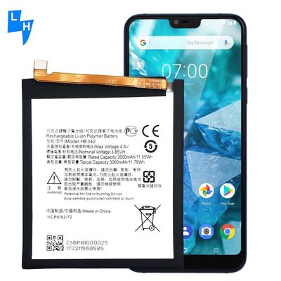 Nokia5 2018 Nokia X5 Bateria de telefone móvel HE342 Para 500pcs MOQ
