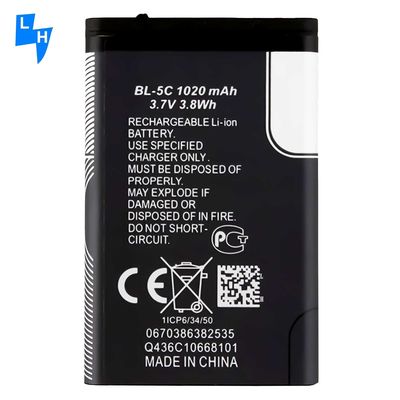 500 PCS MOQ BL-5C Bateria de 1020mAh para Nokia C2-01 2700 Classic 6030 3110C 1100 1200 1650