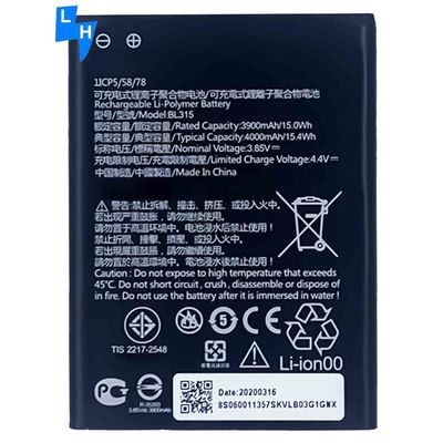 Bateria para telemóvel BL315 4000mAh Bateria para Lenovo A7 Polímero Bateria de íons de lítio