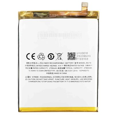 Bateria de telefone móvel de 2760mAh para BU10 Meizu U10 3.85V Baterias recarregáveis