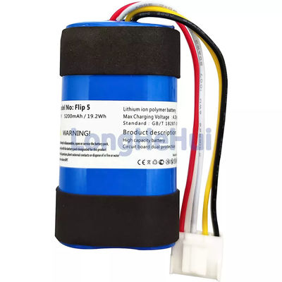 Bateria recarregável de Li-polímero 1INR 19/66-2 ID1060-B para alto-falante JBL-Flip 5 3.7V 5200mah