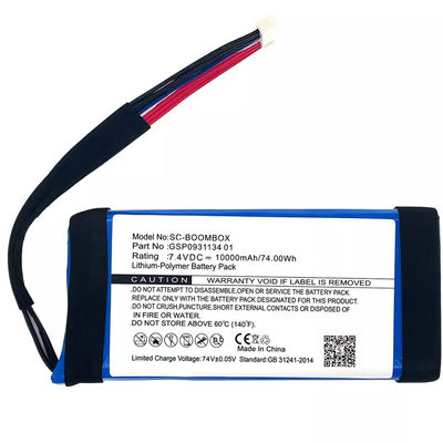 Potente Bateria de substituição de Li-polímero GSP0931134 01 Bateria de alto-falante para JBL-BoomBox 7.4V 10000mAh